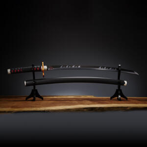 Replica Nichirin Sword Tanjiro Kamado Kyojuro Rengokus Sword Guard Demon Slayer Kimetsu no Yaiba 88cm